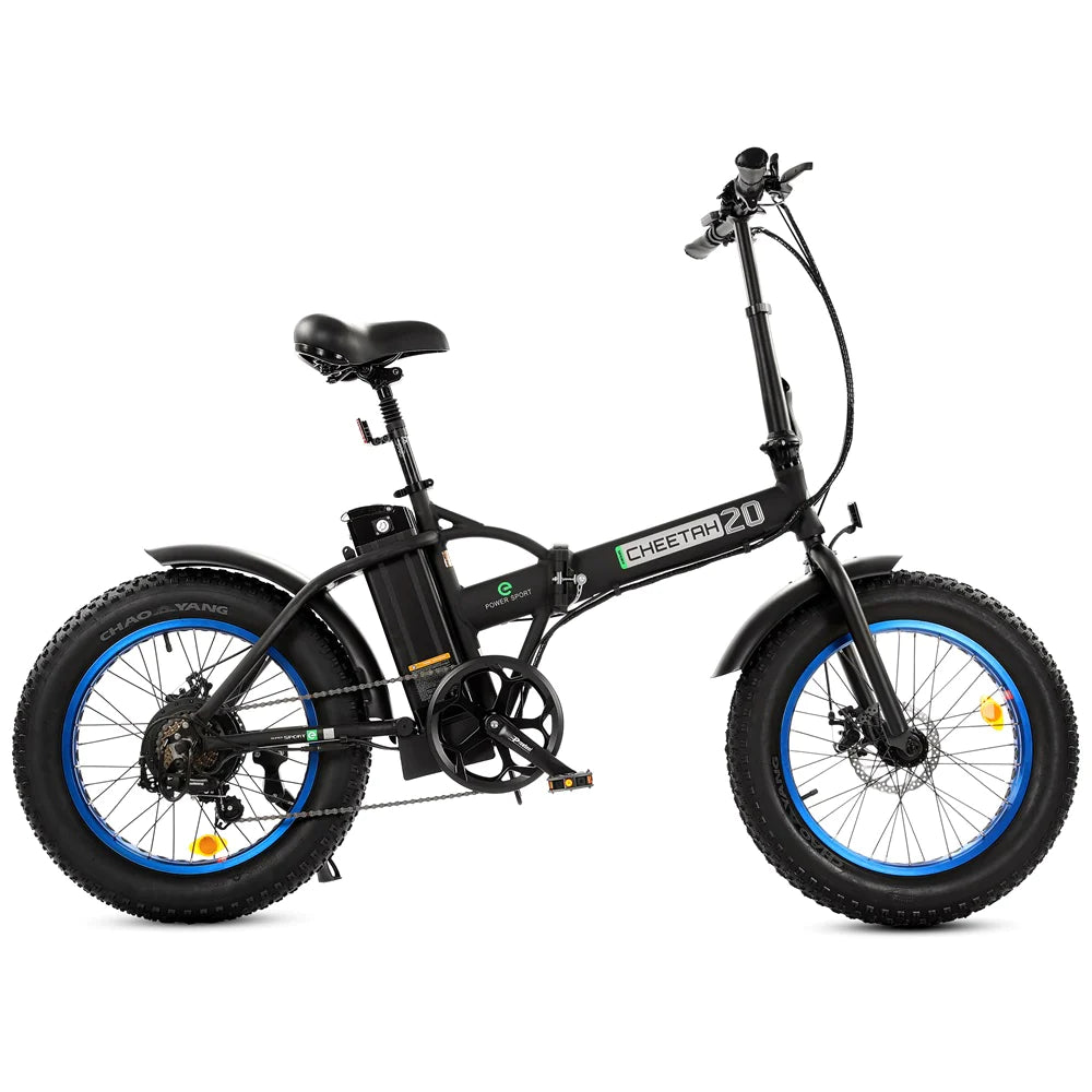 UL Certified-Ecotric 36V Fat Tire Portable and Folding Electric Bike-Matt Black and blue