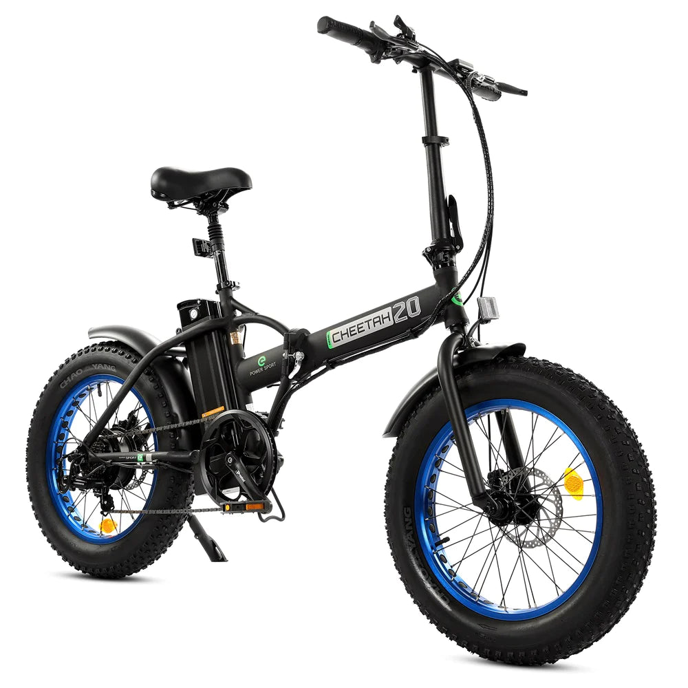 UL Certified-Ecotric 36V Fat Tire Portable and Folding Electric Bike-Matt Black and blue