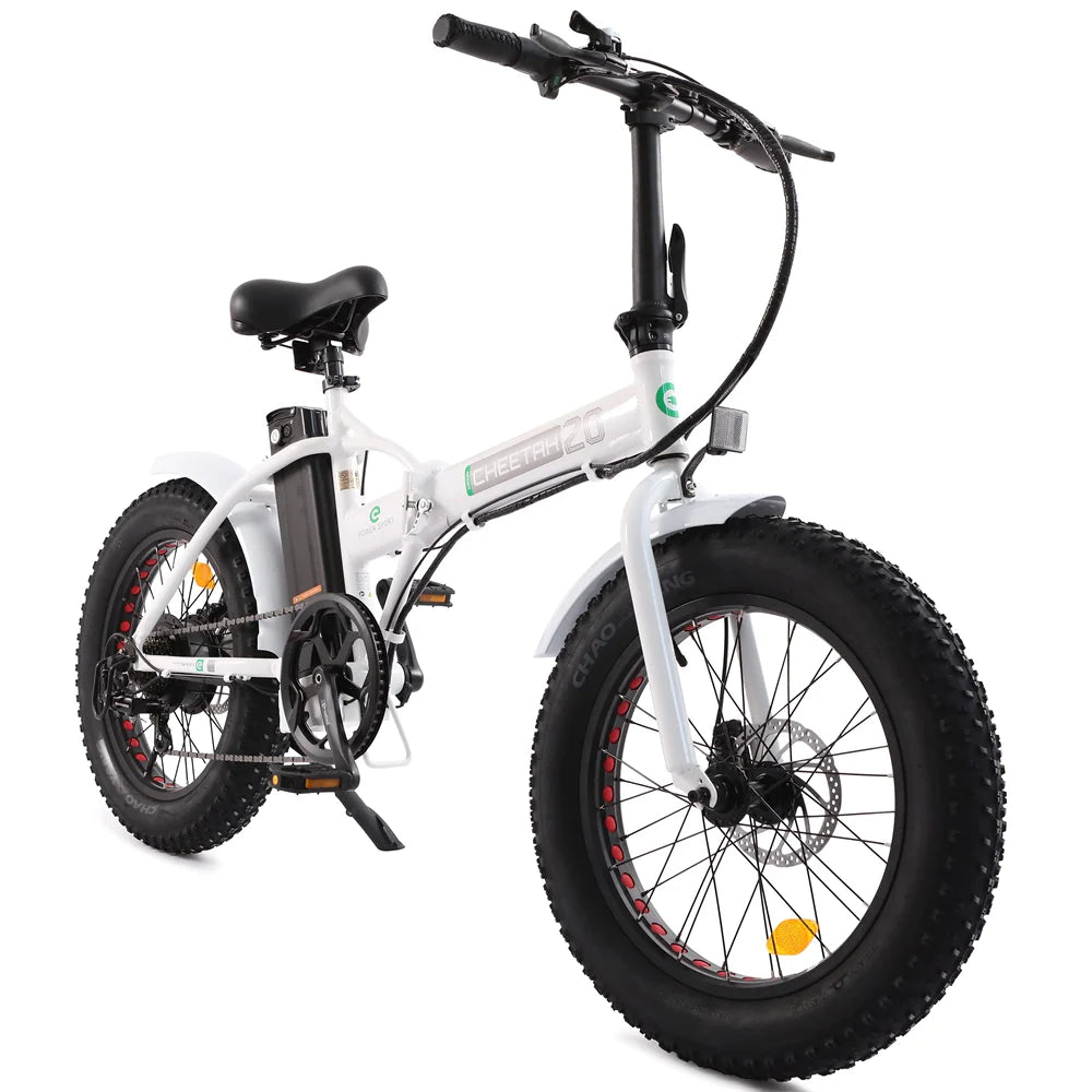 UL Certified-Ecotric 20inch White Fat Tire Portable and Folding Electric Bike