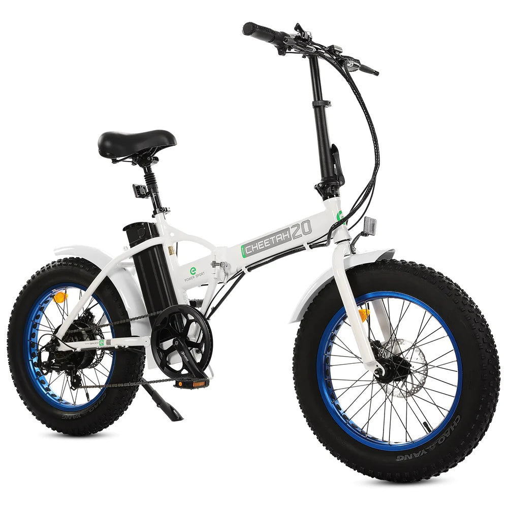 UL Certified-Ecotric Fat Tire Portable and Folding Electric Bike-White and Blue