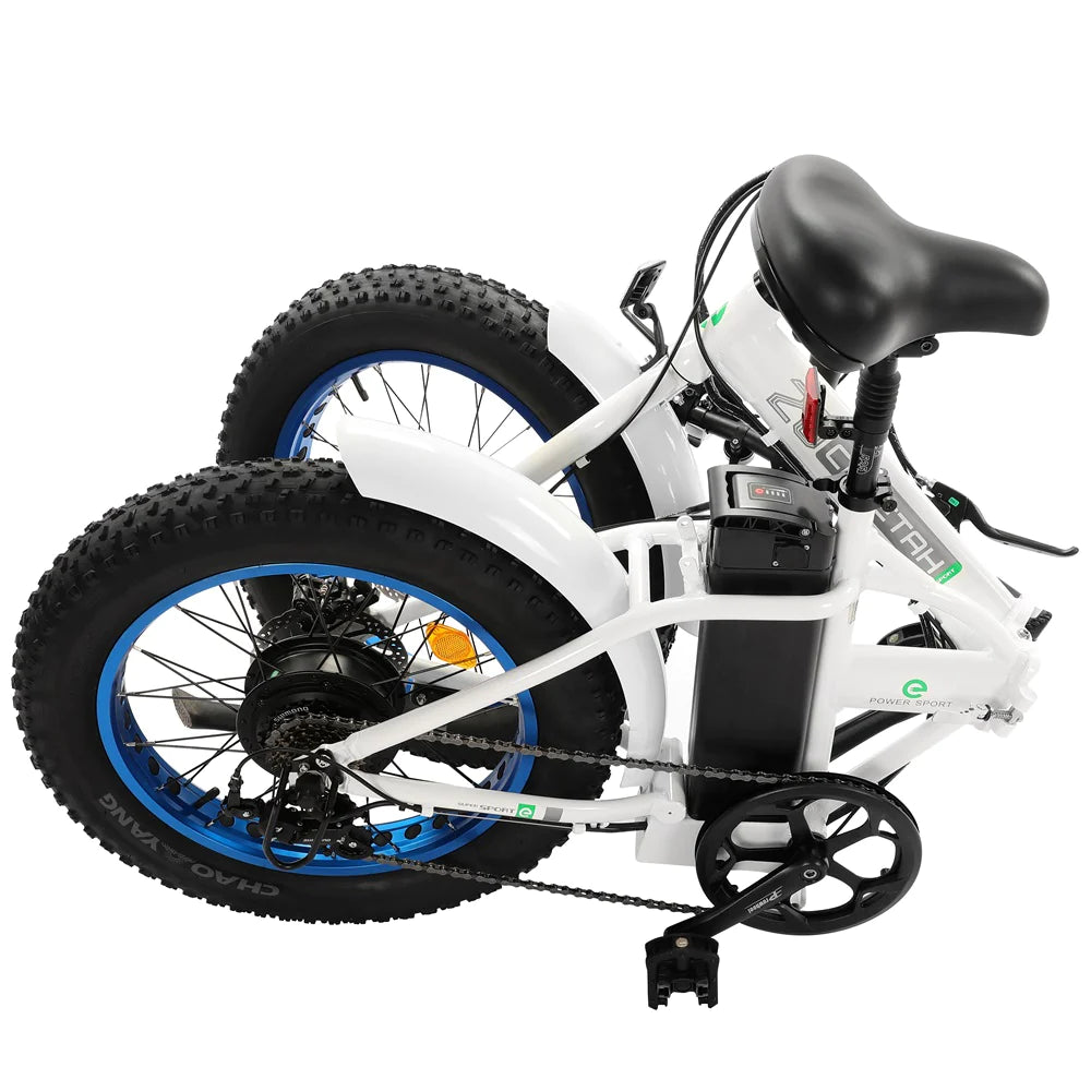 UL Certified-Ecotric Fat Tire Portable and Folding Electric Bike-White and Blue