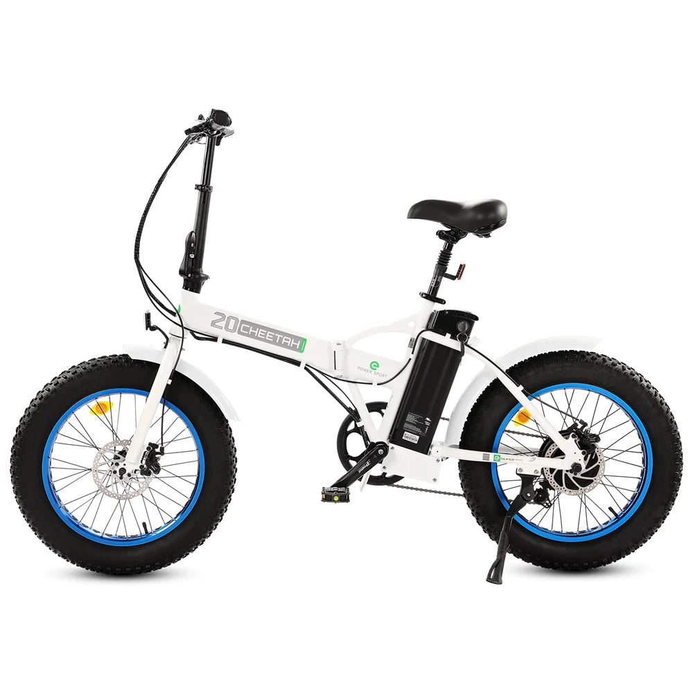 UL Certified-Ecotric Fat Tire Portable and Folding Electric Bike-White and Blue