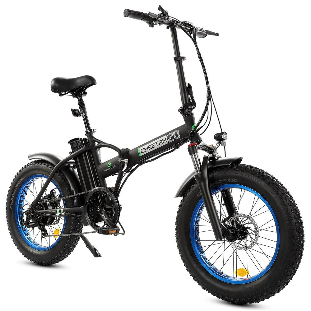 Ecotric 48V Fat Tire Portable and Folding Electric Bike with LCD display-Black and Blue